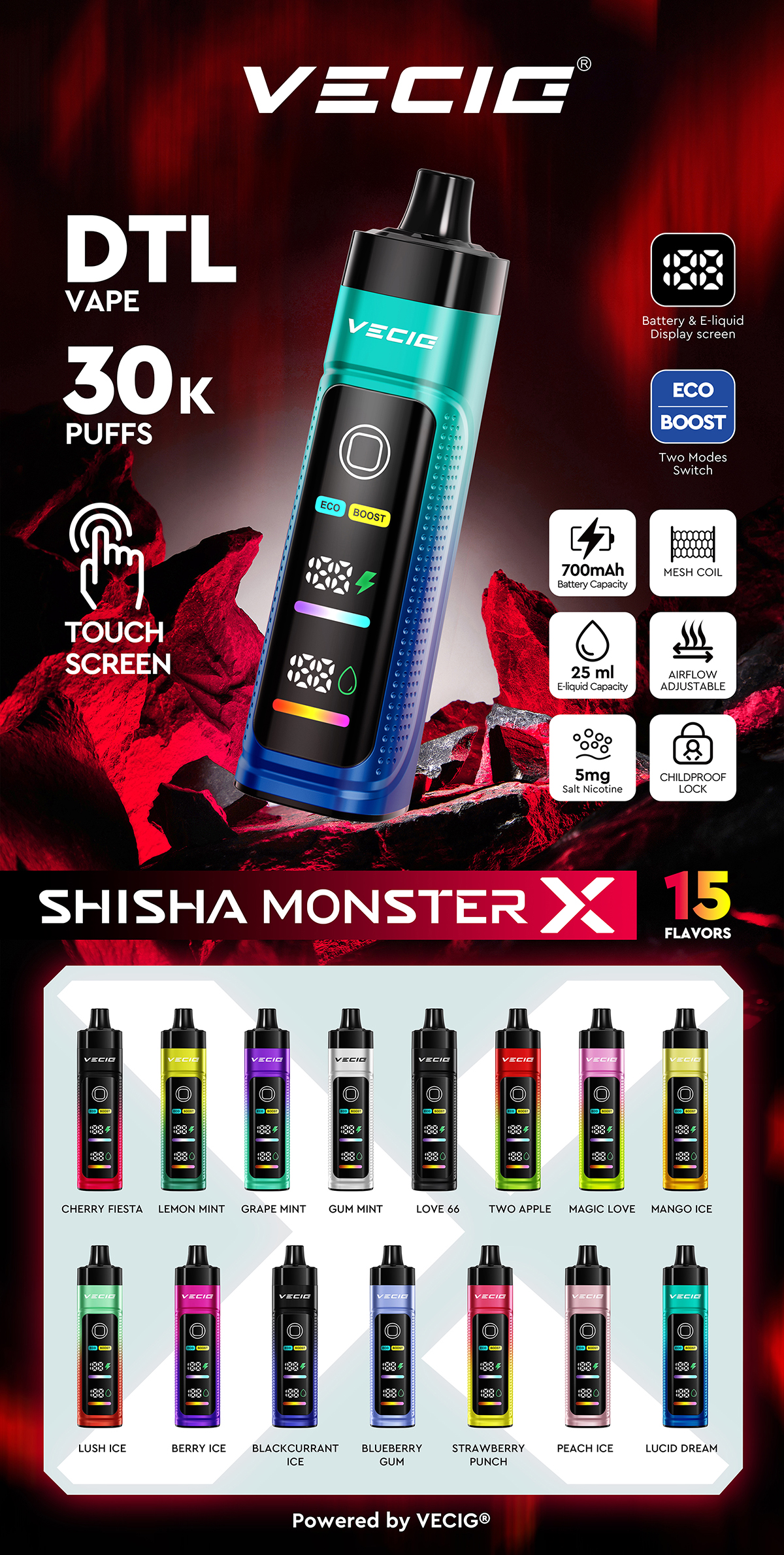 Vecig Shisha Monster X 30K Puffs Dtl Disposable